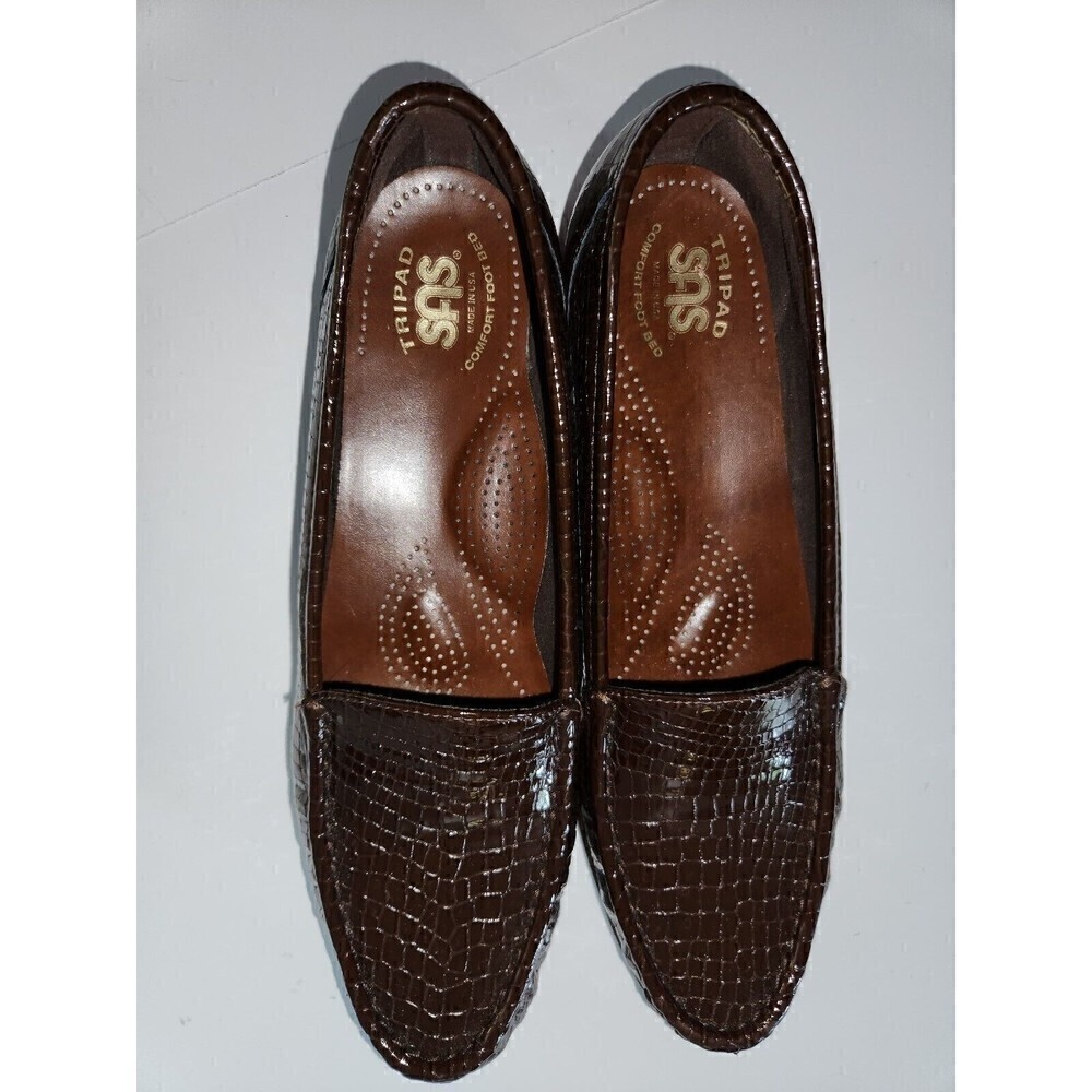 SAS TRIPAD Comfort Foot Bed Loafer Women Shoe 10.5 Slim Brown Simplify Croc